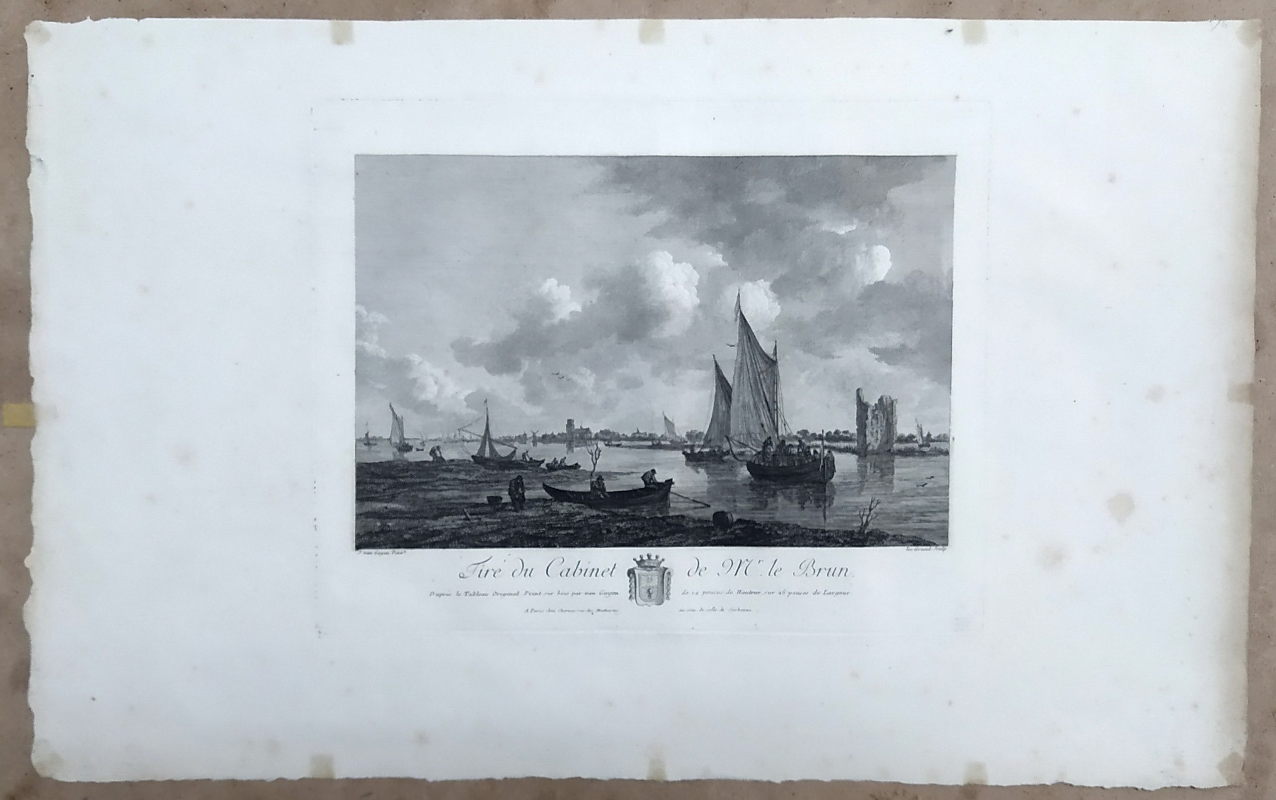 Tirè du Cabinet de M.r Le Brun - BARCHE A VELA SUL FIUME - immagine 2